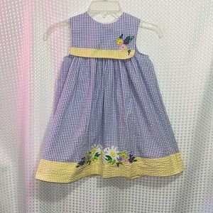 EUC Magic Moments Vintage Girls Purple Flower Applique' Lined Dress Size 6